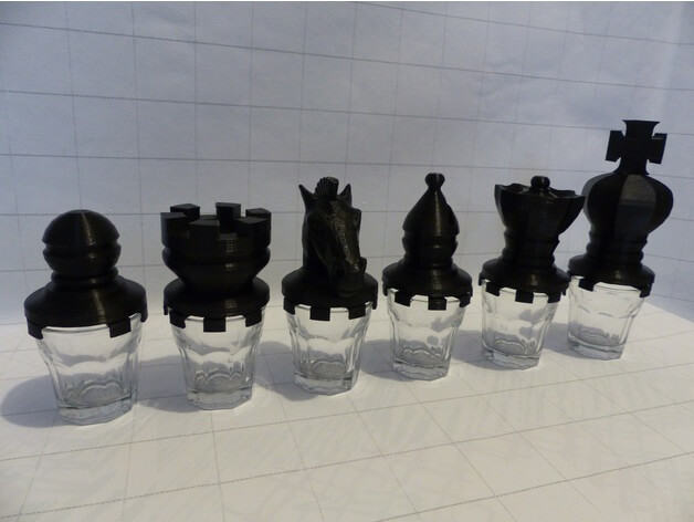 3d-modell schach schnapsgläser