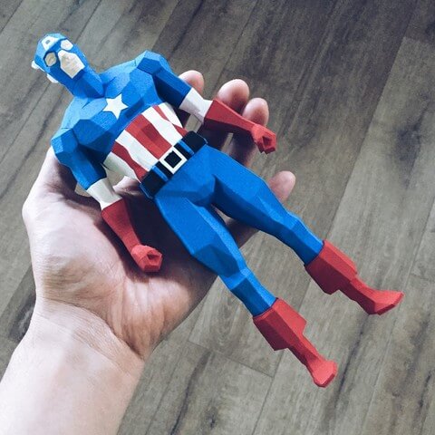 3d-modell low poly captain america