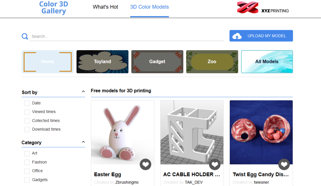 xyzprinting 3d printing models